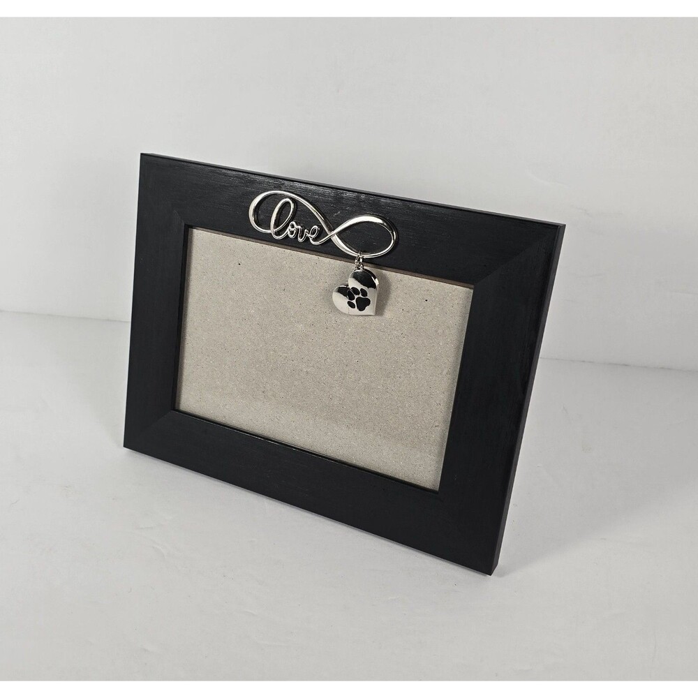Lawrence Frames Black Dog Pet Silver Love Paw Charm 4 x 6 Frame Open Box